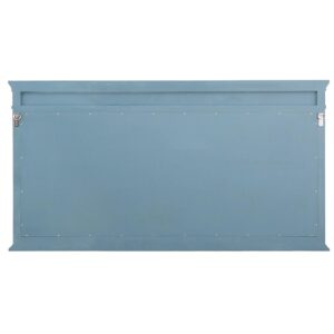 Home Decorators Collection 60 in. W x 32 in. H Framed Rectangular Bathroom Vanity Mirror in Distressed Blue Fog
