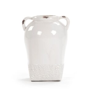 Zentique Cylindrical White Large w/Handle Decorative Vase