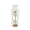 LITTON LANE Distressed White Wood, Glass and Metal Candle Holder