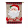 Evergreen 28 in. x 44 in. Ho Ho Ho Santa House Burlap Flag