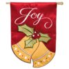 Evergreen 28 in. x 44 in. Joyful Christmas Bells House Applique Flag