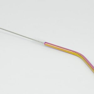 ExcelSteel 10 Pc Reusable Rainbow Straw Set W/ Cleaning Brushes