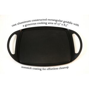 ExcelSteel 13 in. x 8.5 in. Cast Aluminum 4.4mm Griddle with Non-Stick Coating