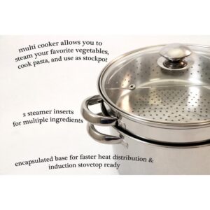 ExcelSteel 4-Piece 8 Qt. Professional 18/10 Stainless Steel Multi-Cooker with Lid