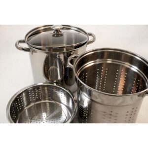 ExcelSteel 20 Qt. Professional 18/10 Stainless Steel Multi-Cooker with Lid (4-Piece)