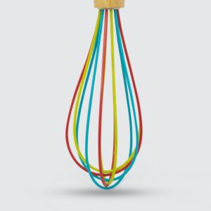 ExcelSteel 10 in. Silicone Tri-Color Whisk with Wooden Handle