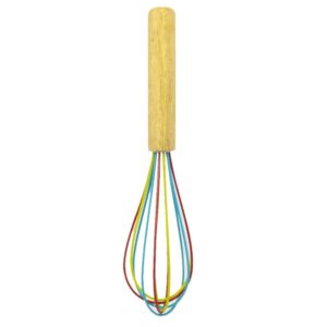 ExcelSteel 10 in. Silicone Tri-Color Whisk with Wooden Handle