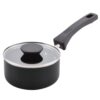 Farberware Neat Nest Space Saving 1 qt. Aluminum Nonstick Sauce Pan in Black with Glass Lid