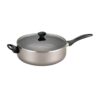 Farberware Dishwasher Safe 6 qt. Aluminum Nonstick Saute Pan in Champagne with Glass Lid