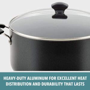 Farberware Dishwasher Safe 10.5 qt. Aluminum Nonstick Stock Pot in Black with Glass Lid