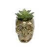 Flora Bunda 5.1 in. x 4 in. Artificial Succulent in Metallic Gold Ceramic Sugar Skull