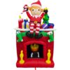 Fraser Hill Farm 6.5 ft. Pre-Lit Elf Sitting on a Fireplace Christmas Inflatable