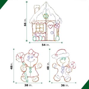 Fraser Hill Farm 5.5 ft. 862-Light Multi-Color Gingerbread Set Novelty Light (3-Piece)