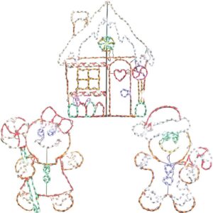 Fraser Hill Farm 5.5 ft. 862-Light Multi-Color Gingerbread Set Novelty Light (3-Piece)