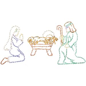Fraser Hill Farm 4 ft. 533-Light Multi-Color Nativity Set Novelty Light (3-Piece)