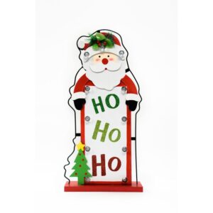 Fraser Hill Farm 24 in. Artificial Christmas Wreath with Train, Sleigh, Gift Box, Lighted HO HO HO & Let it Snow and Bejeweled Ornaments