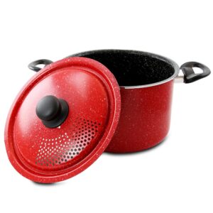 Gibson Home Granita 6 qt. Aluminum Pasta Pot in Red Speckle with Lid