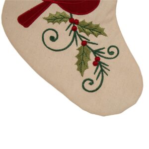Glitzhome 21 in. H Fabric Cardinal Stocking