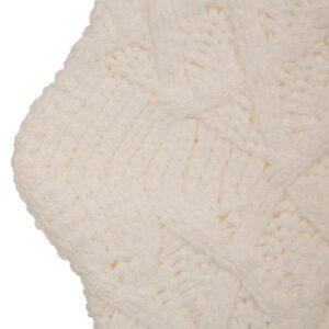 Glitzhome 22 in. L Knitted Polyester White Christmas Stocking with Red Trim and Pompom