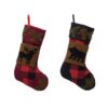 Glitzhome 19 in. Acrylic Plaid Stocking with Rug Hooked Reindeer and Bear (Set of 2)