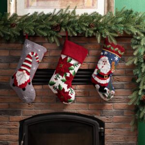 Glitzhome 21.00 in. H Polyester Gnome Hooked Stocking
