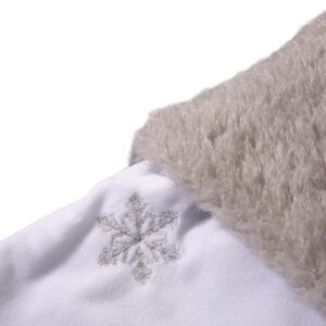 Glitzhome 21 in. H Polyester White Fleece Stocking with Christmas Tree and Snowflake (2-Pack)