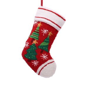 Glitzhome 19 in. Polyester/Acrylic Hooked Christmas Stocking with Christmas Tree