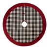Glitzhome 48 in. D Black and White Plaid Fabric Christmas Tree Skirt with Red Trim