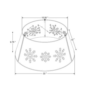 Glitzhome 21.65 in. D Snowflake Diecut Metal Tree Collar with Light String (KD)
