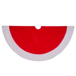 Glitzhome 42 in. D Felt Christmas Tree Skirt in Traditional Red and White