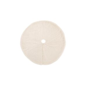 Glitzhome 48 in. D White Plush Christmas Tree Skirt