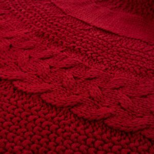 Glitzhome 52 in. D Knitted Acrylic Red Christmas Tree Skirt