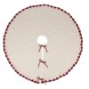 Glitzhome 52 in. D Knitted Polyester White Christmas Tree Skirt with Red Trim and Pompom