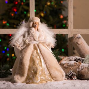 Glitzhome 12 in. H Faux Fur Christmas Tree Topper Decoration