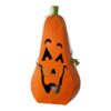 Glitzhome 23.62 in. H Halloween Metal Jack-O-Lantern with LED Pillar