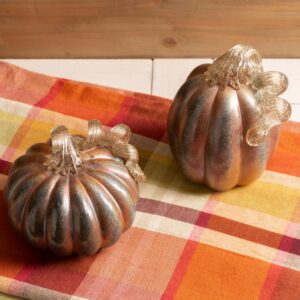 Glitzhome Pumpkin 5.91 in. H Blue/Gold Glittery Small Tall Glass