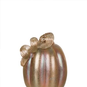 Glitzhome S/2 5.91 in. Blue/Gold GlitteryGlass Pumpkin