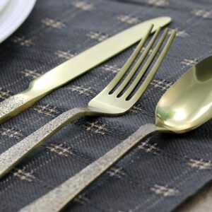 GIBSON elite Zambezi 5-Piece Gold Hammer Texture Stainless Steel Flatware Set (Service for 1)