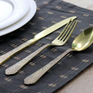GIBSON elite Zambezi 5-Piece Gold Hammer Texture Stainless Steel Flatware Set (Service for 1)