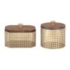 Home Decorators Collection Home Decorators Collection Round and Octagonal Gold Metal Decorative Basket with Wood Lid (Set of 2)