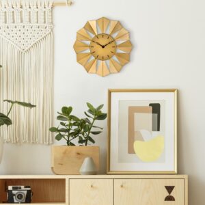 La Crosse Technology 12.8 in. Gold Metal Sunray Quartz Wall Clock