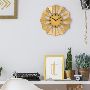 La Crosse Technology 12.8 in. Gold Metal Sunray Quartz Wall Clock