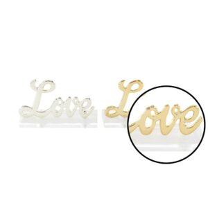 LITTON LANE 6 in. x 3 in. Modern Gold and Silver Aluminum "Love" Letter Cut-Outs (Set of 2)