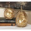 LITTON LANE Gold Iron and Silver Reflective Glass Mosaic Pear and Apple Decor (Set of 2)