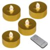 LUMABASE Gold Battery Operated Extra Large Tea Lights with Remote Control and 2-Timers (4-Count)