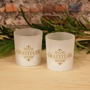 LUMABASE Gold Gratitude Battery Operated LED Candles (2-Count)