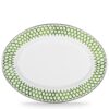Golden Rabbit Green Scallops 12 in. x 16 in. Enamelware Oval Platter