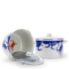 Golden Rabbit Blue Crab 18 qt. Porcelain-Coated Steel Stock Pot in Blue with Glass Lid