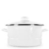 Golden Rabbit Enamelware 6 qt. Porcelain-Coated Steel Stock Pot in Solid White with Glass Lid