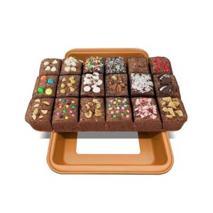 Gotham Steel Brooklyn Brownie Non-Stick Baking Pan with Built-in Slicer (18-Brownies Capacity)
